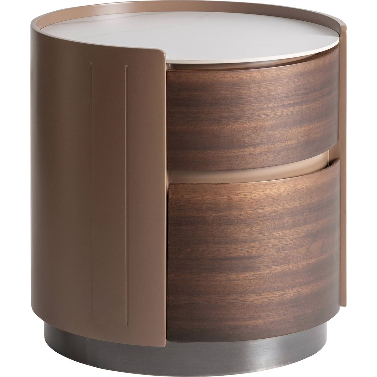 Table de chevet ronde bois S.GISWIL marron bois clair et blanc, RECOLLECTION