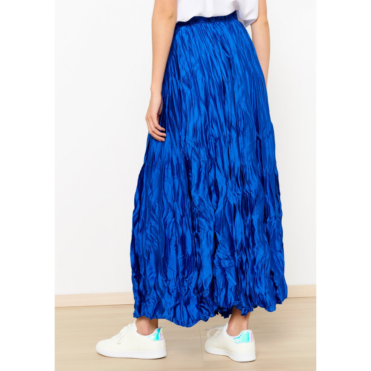 Jupe longue en satin bleu electrique, LOLALIZA