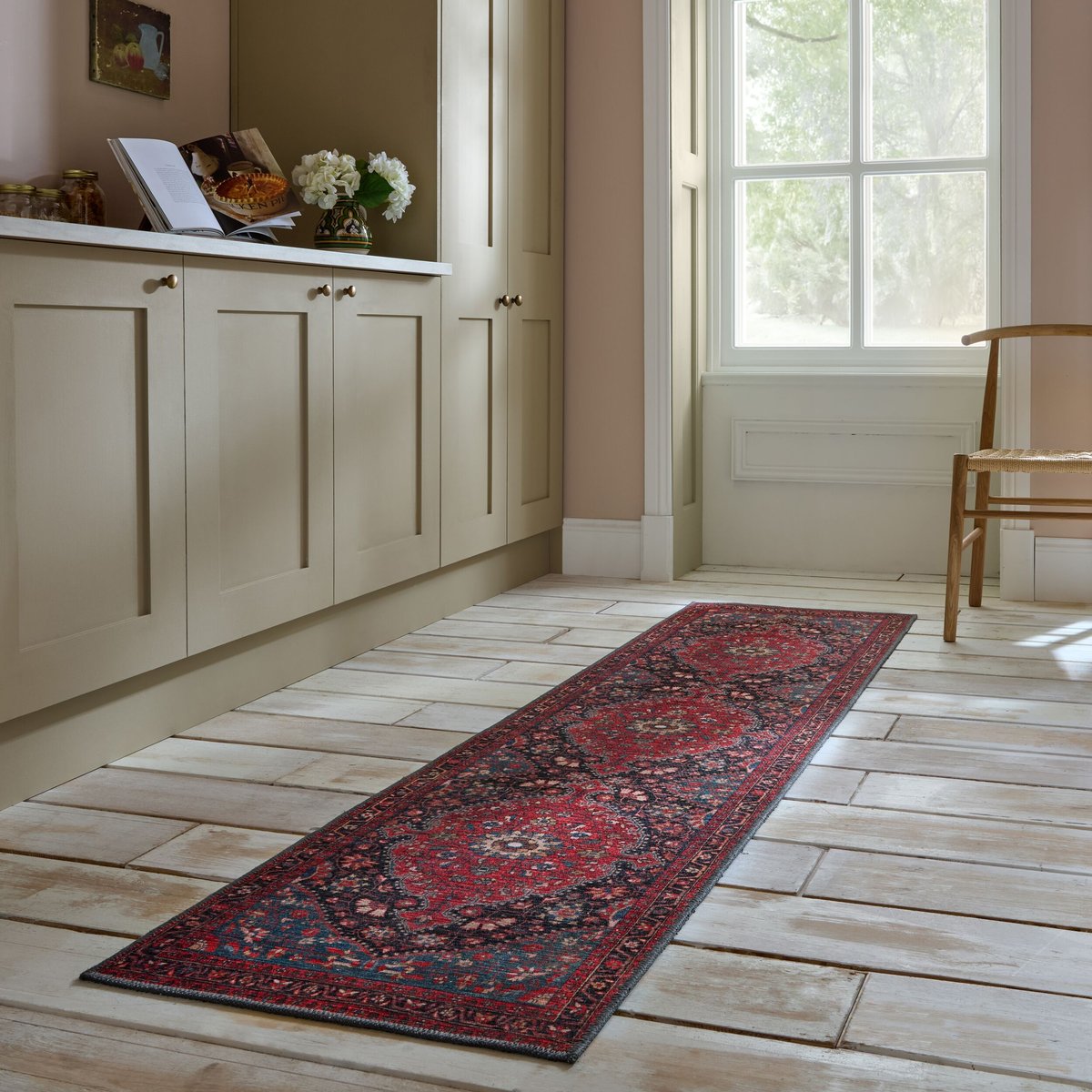 Tapis lavable de couloir MEDALLION rouge, FLAIR RUGS