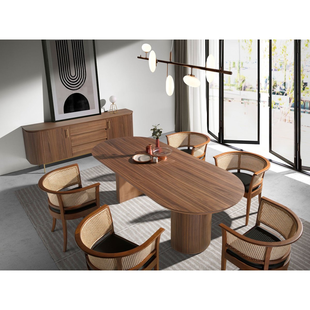 Buffet noyer et acier poli doré noyer | or, ANGEL CERDA