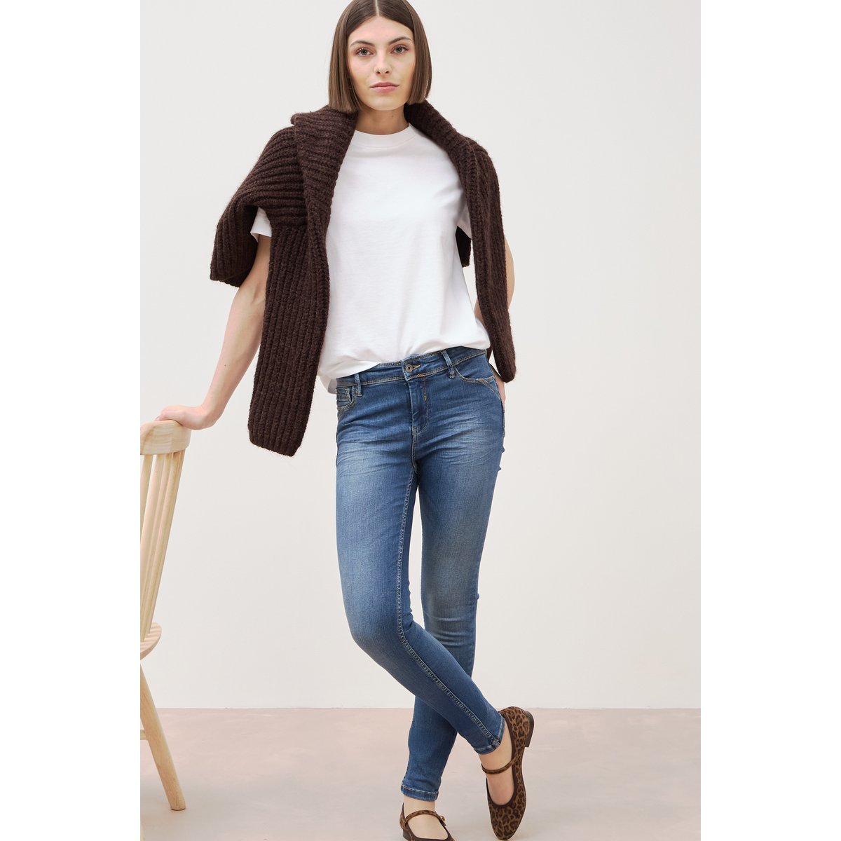 Jeans skinny push-up taille standard denim stone, BONOBO