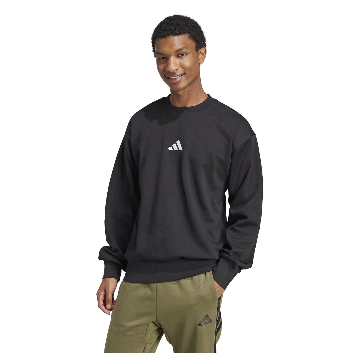Sweat col rond Essentiel Feelcozy en molleton noir, ADIDAS SPORTSWEAR