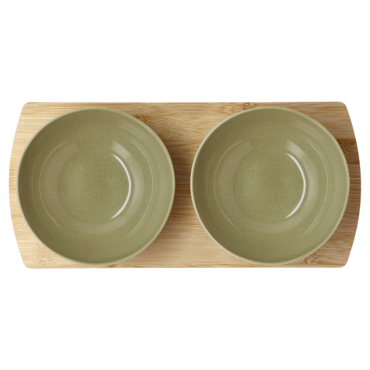 Plateau en bambou avec 2 bols SHOKU vert pur, VILLA COLLECTION