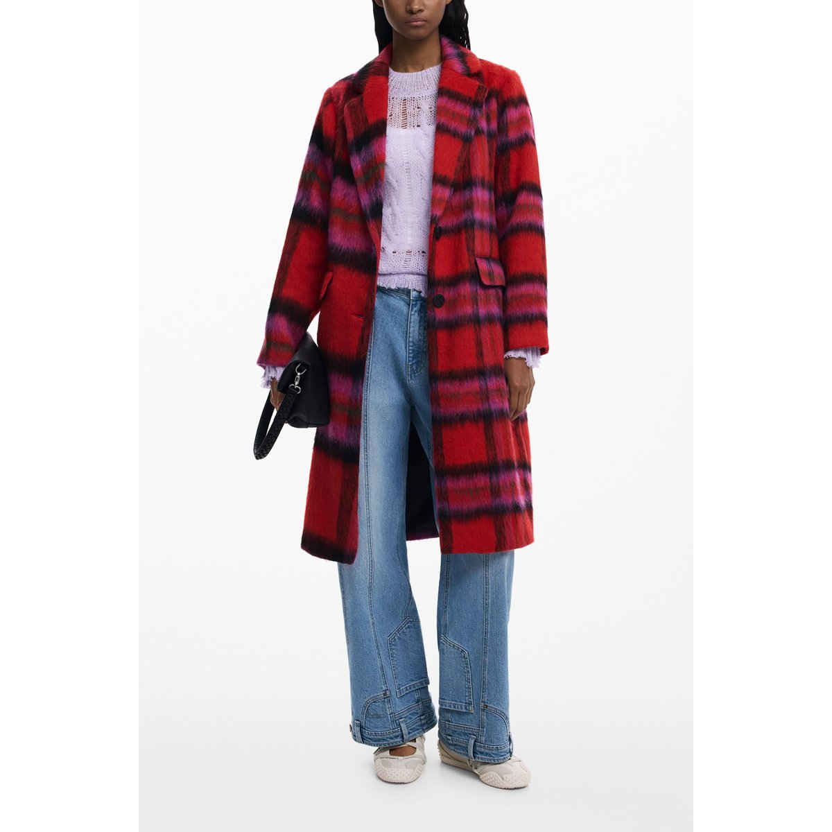 Manteau à carreaux rouges rouge, DESIGUAL