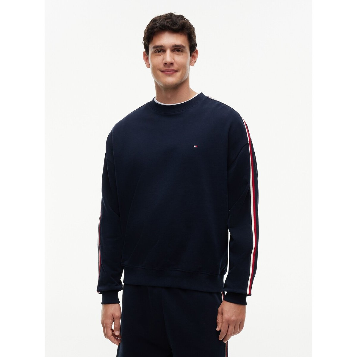 T-shirt pigiama, maniche lunghe blu marino, TOMMY HILFIGER