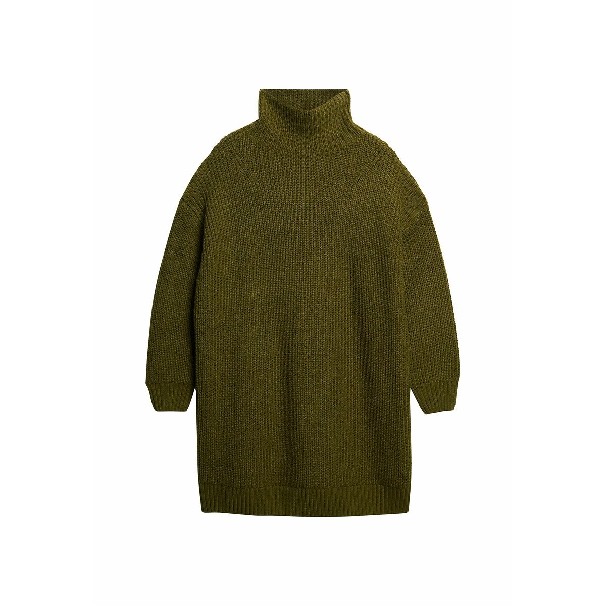 Heavyweight Ribbed Jumper Dress dark green, SUPERDRY