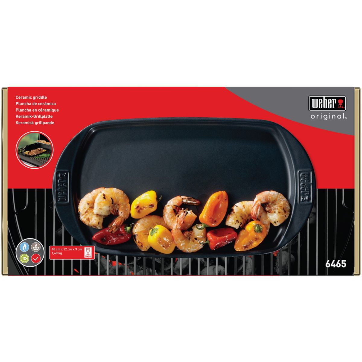 Plancha pour barbecue céramique PM pour charbon & gaz noir, WEBER