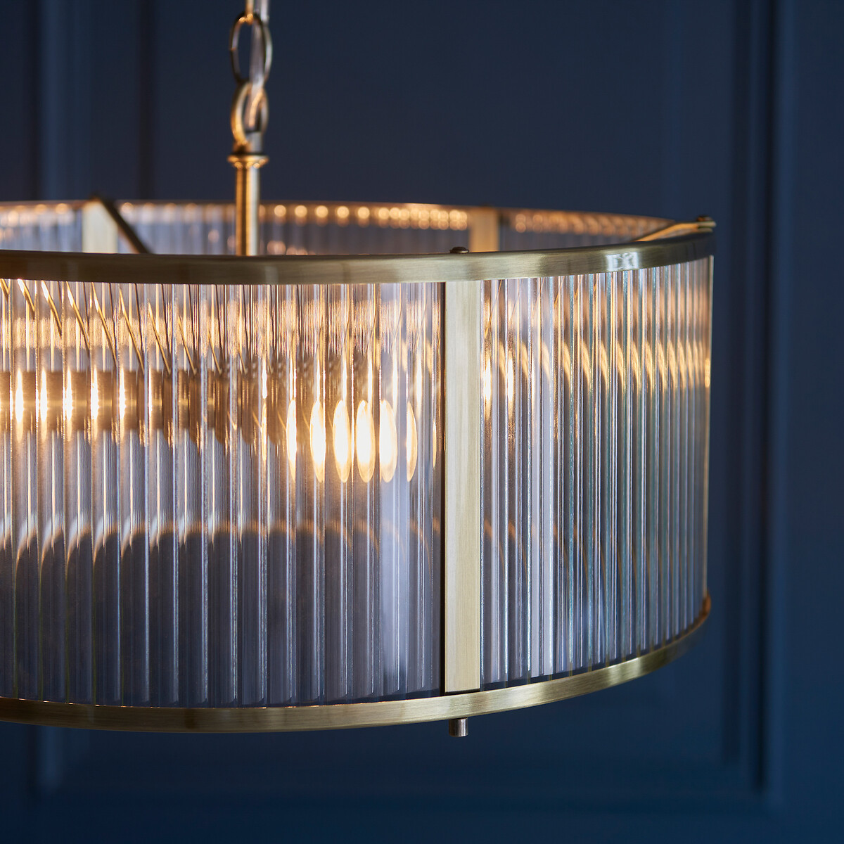 Risto 3-Light Ribbed Glass Pendant Light aged brass, SO'HOME