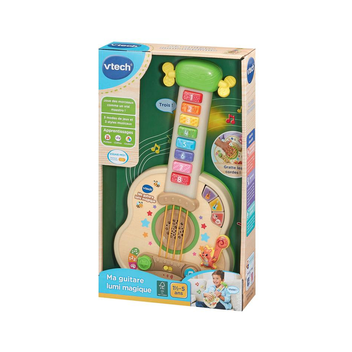 Ma guitare lumi magique (jouet avec partie bois certifie fsc) couleur unique, VTECH