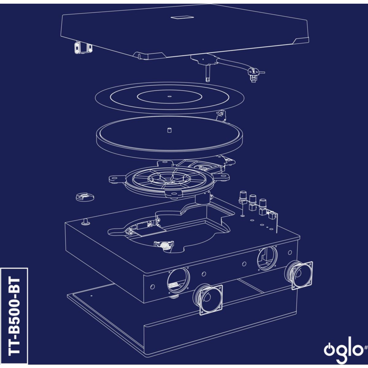 Platine vinyle TT-B500 BT couleur unique, OGLO#