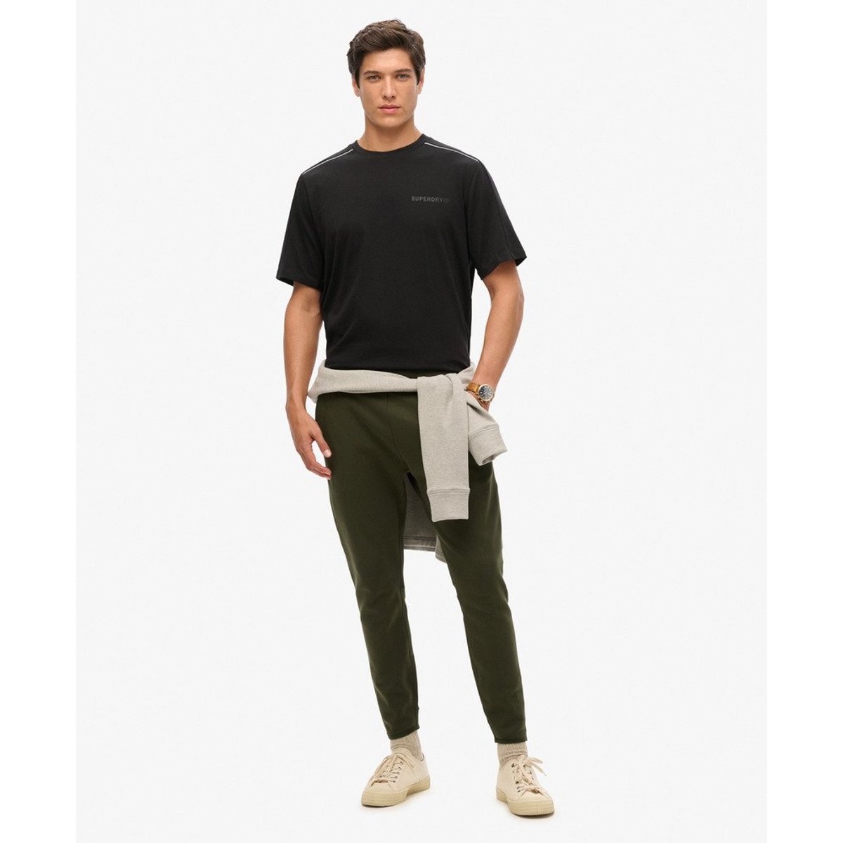 T-shirt décontracté à logo Tech noir/réfléchissant, SUPERDRY