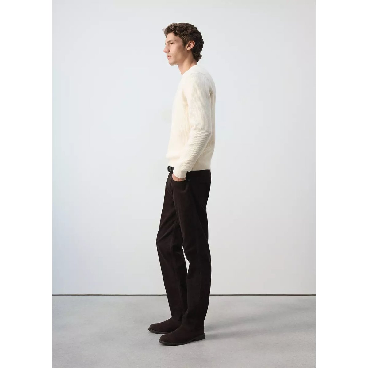 Pantalon velours côtelé regular-fit chocolat, MANGO MAN