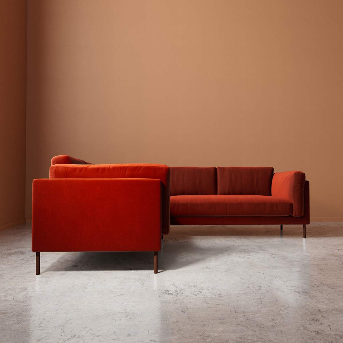 Munich Crushed Velvet Corner Sofa harissa, SWOON