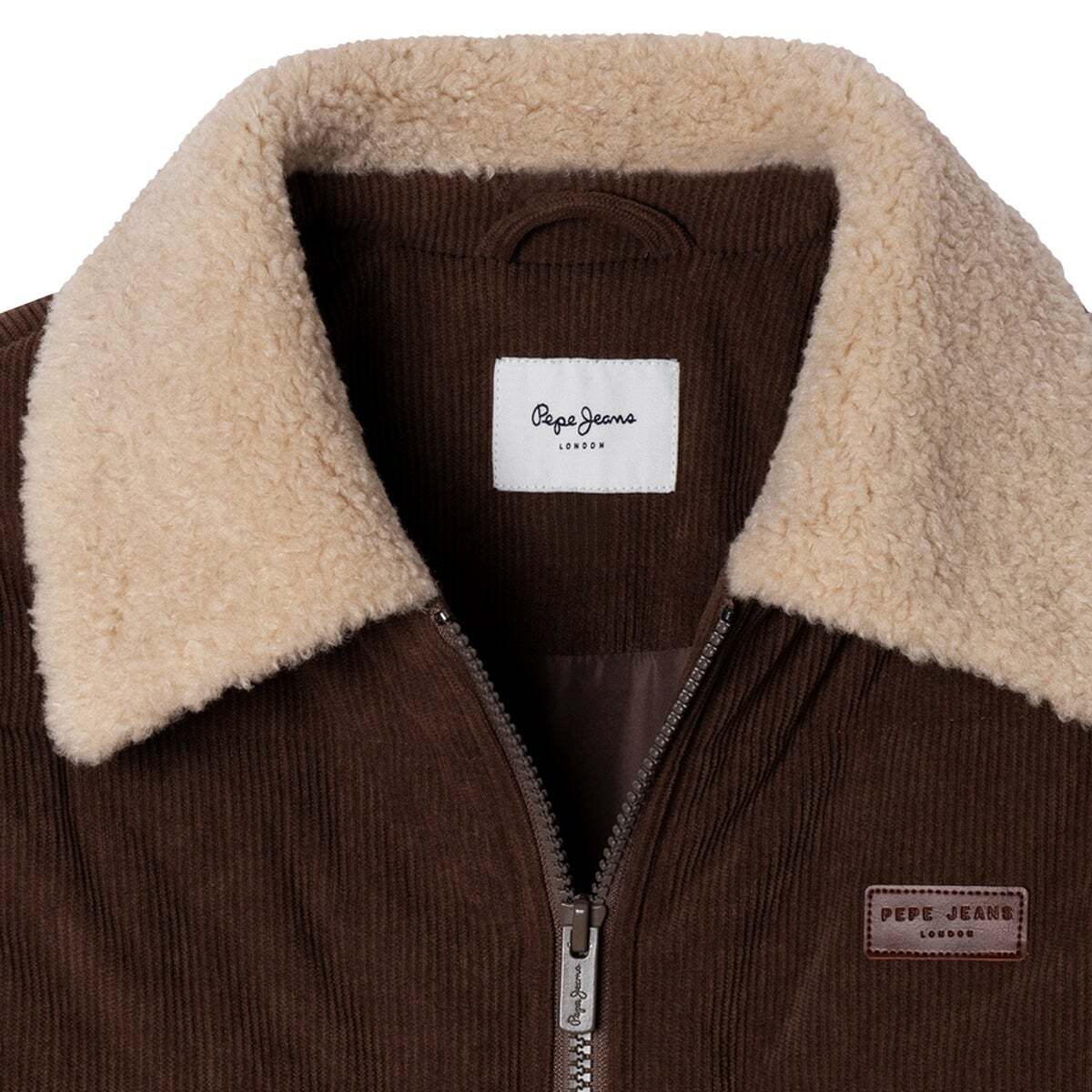 Veste Bomber Effet Sherpa brun terre, PEPE JEANS