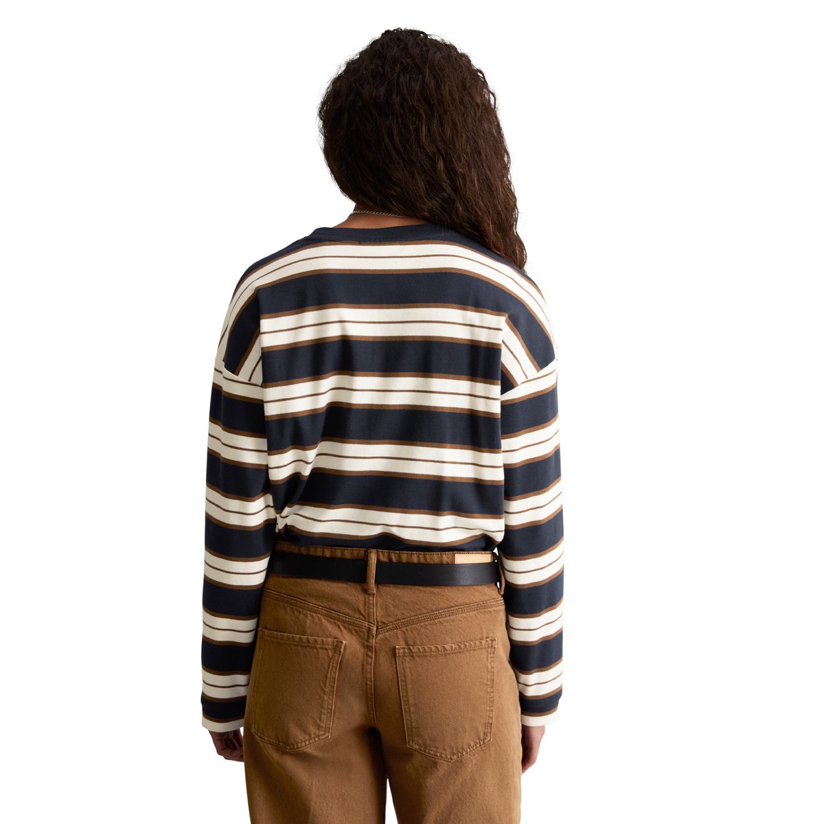 T-shirt à manches longues rayé, coupe décontractée en coton biologique bleu, MARC O’POLO DENIM