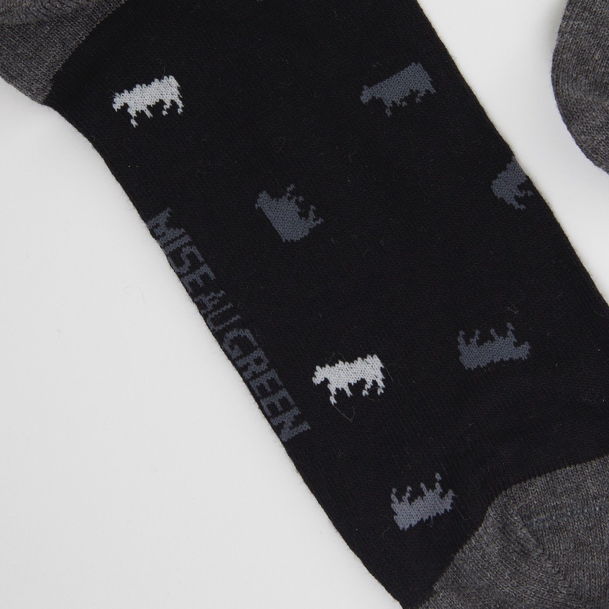 Chaussettes jacquard motifs petites vaches noir, MISE AU GREEN