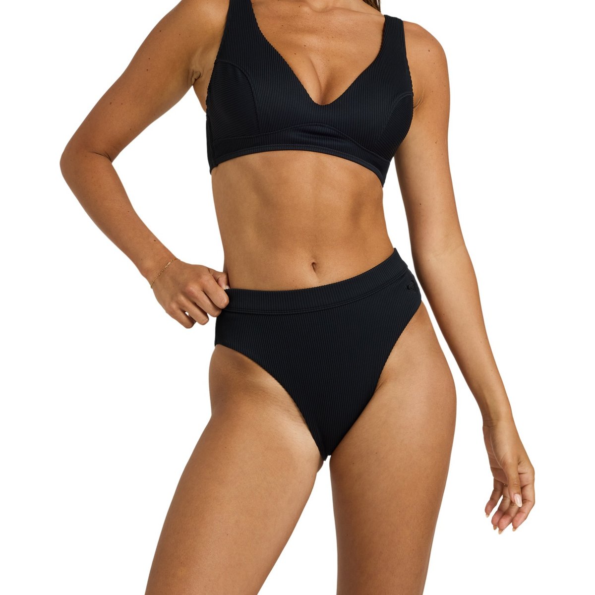 Bas de maillot de bain culotte bikini taille haute. noir anthracite, ROXY