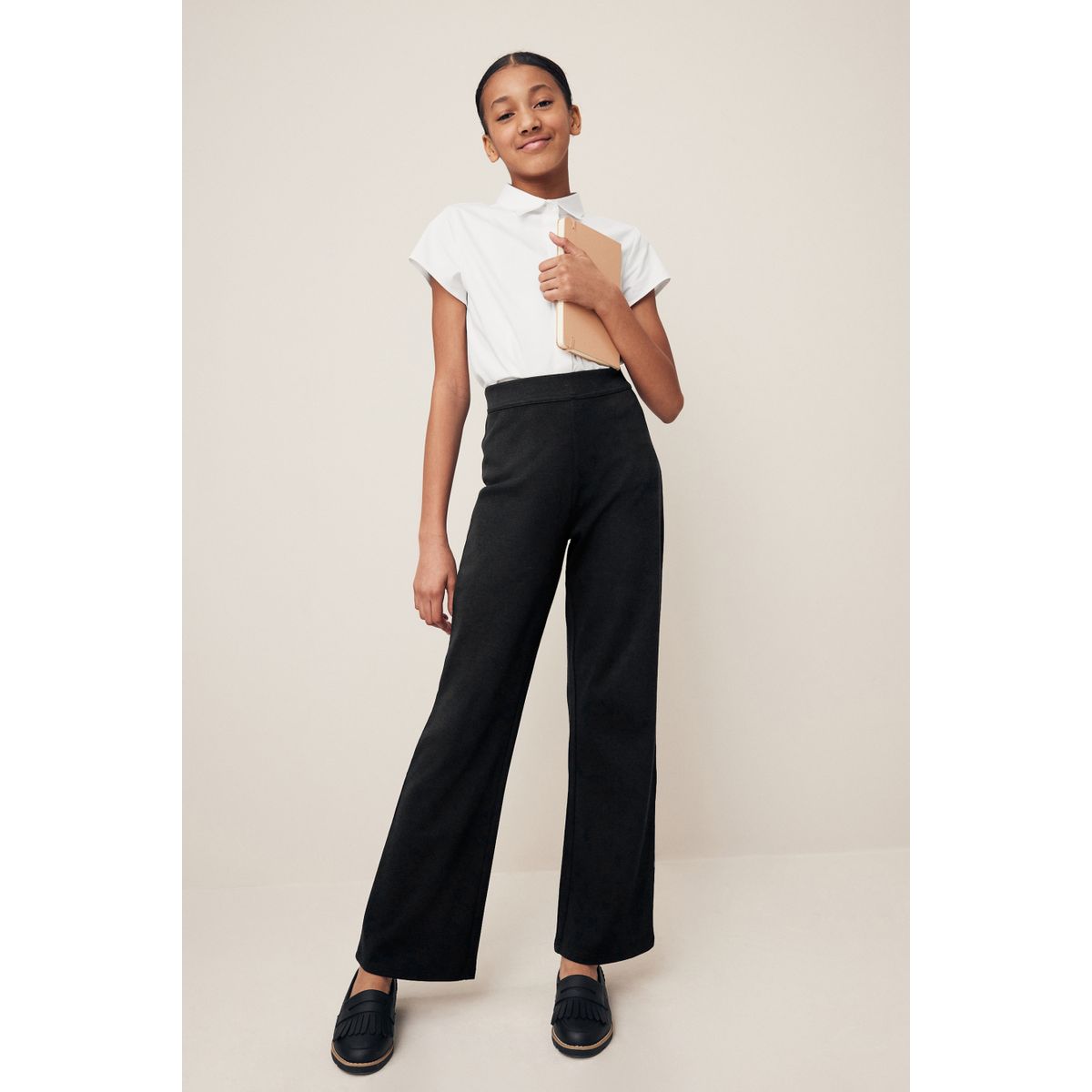 Pantalon d’école bootcut taille haute noir, NEXT