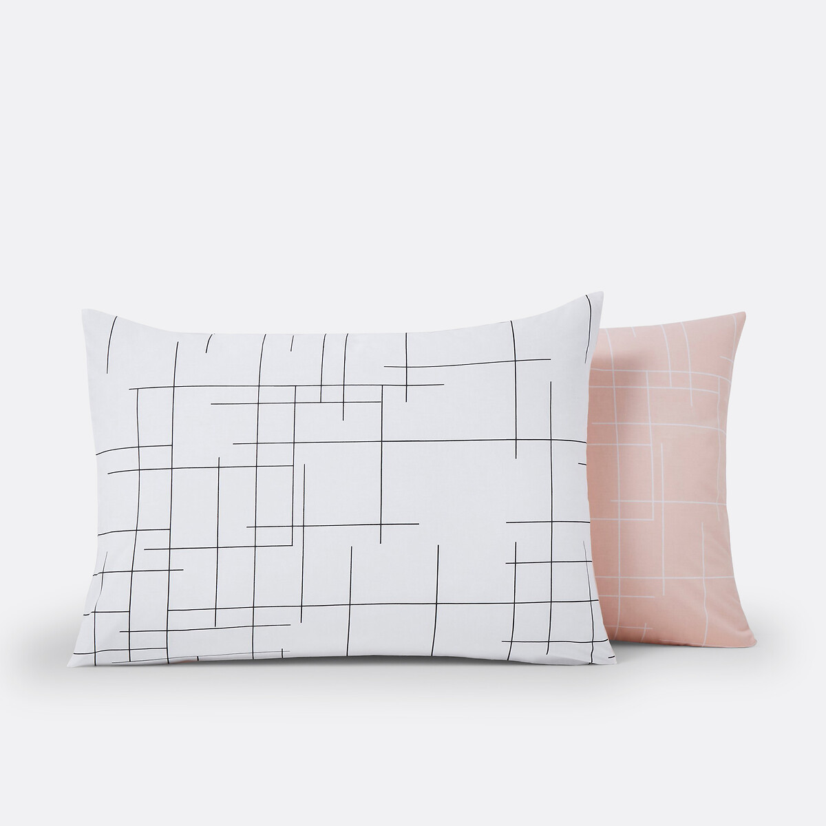 Omkeerbare kussensloop, Charline wit/roze/zwart, LA REDOUTE INTERIEURS