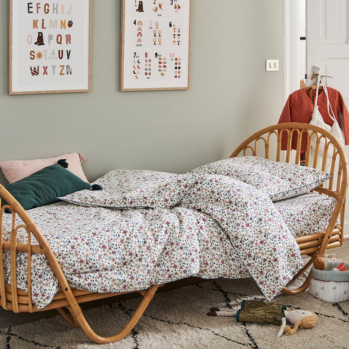 Drap-housse coton, Jane imprimé fleurs, LA REDOUTE INTERIEURS
