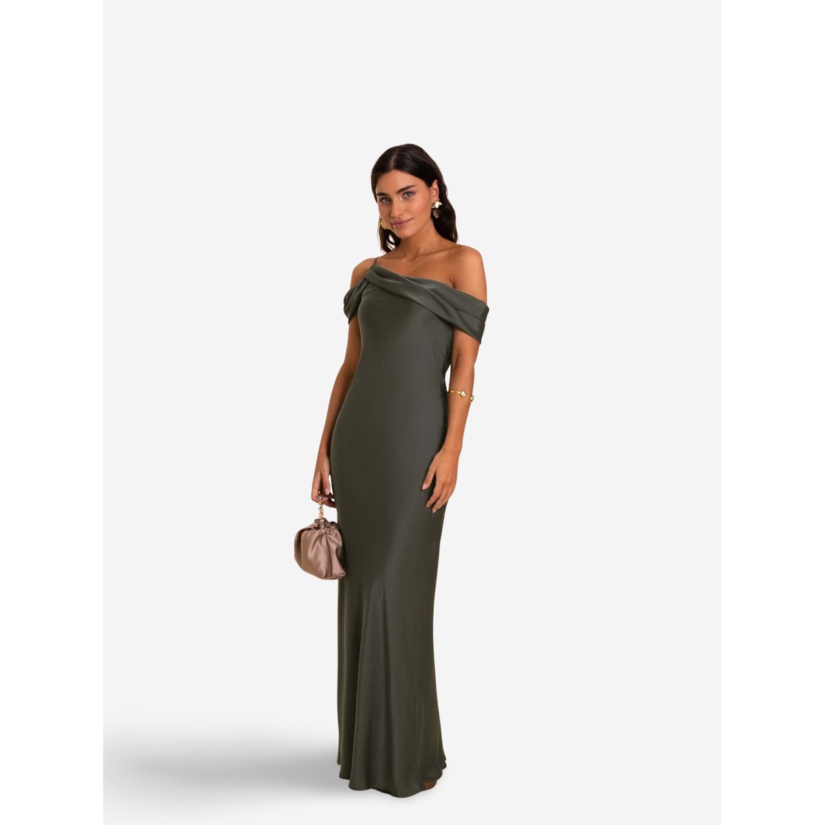 Robe longue avec encolure drapée CÓRDOBA vert, THE-ARE