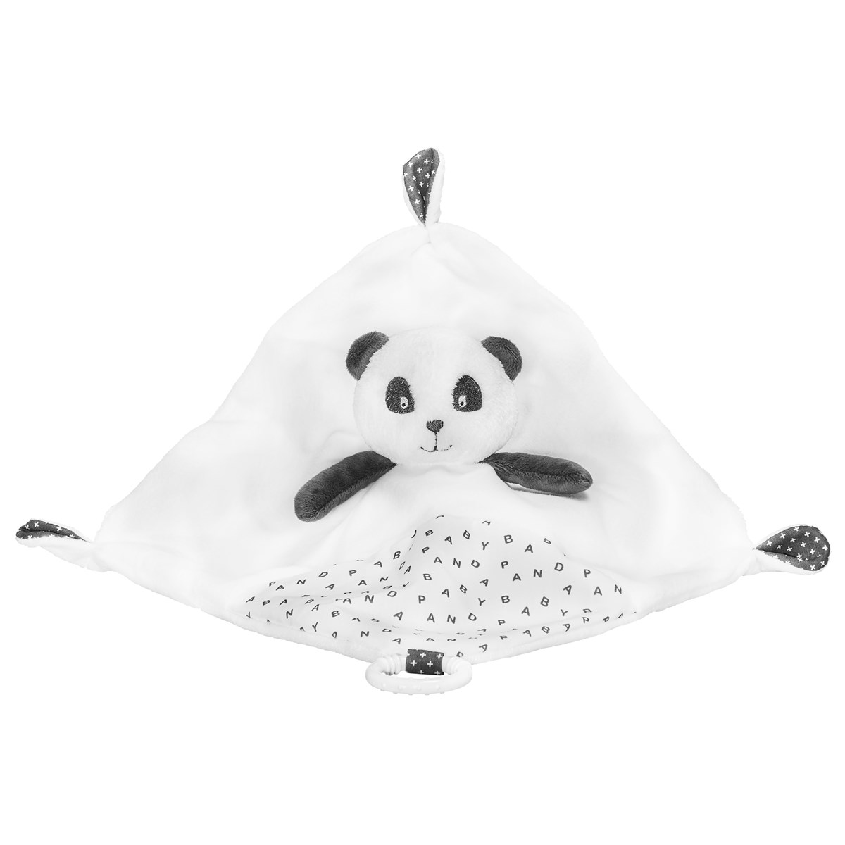 Doudou plat panda CHAO CHAO blanc, gris anthracite, SAUTHON