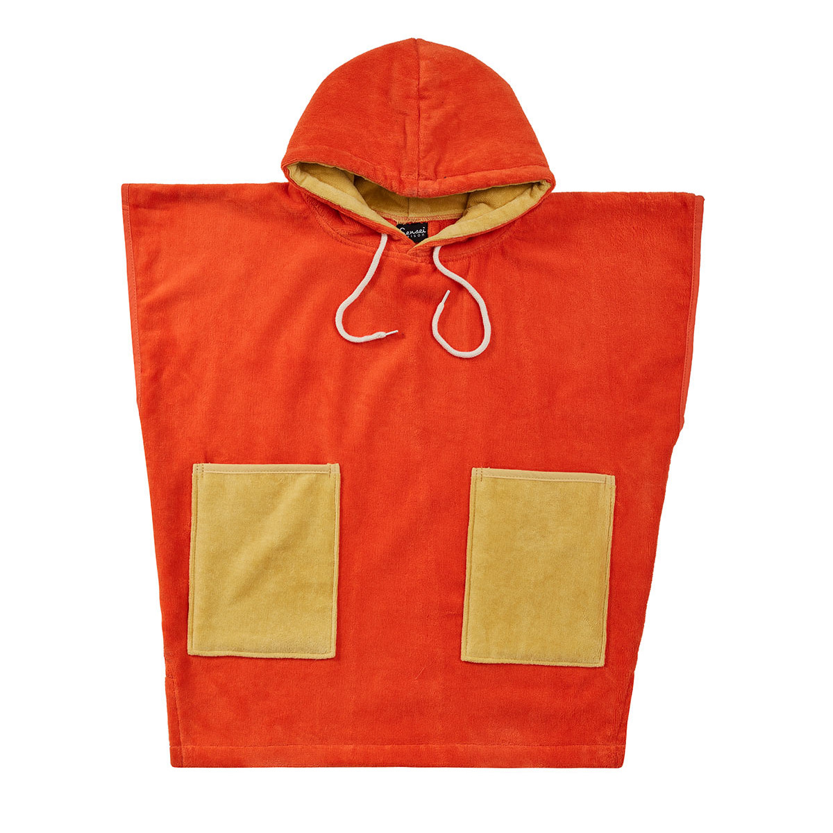 Poncho de plage ou de bain enfant en velours BEACH corail, SENSEI MAISON