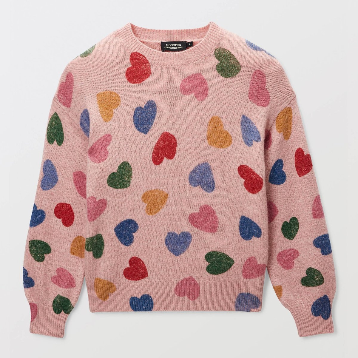 Pull imprimé coeurs corolle, MONOPRIX