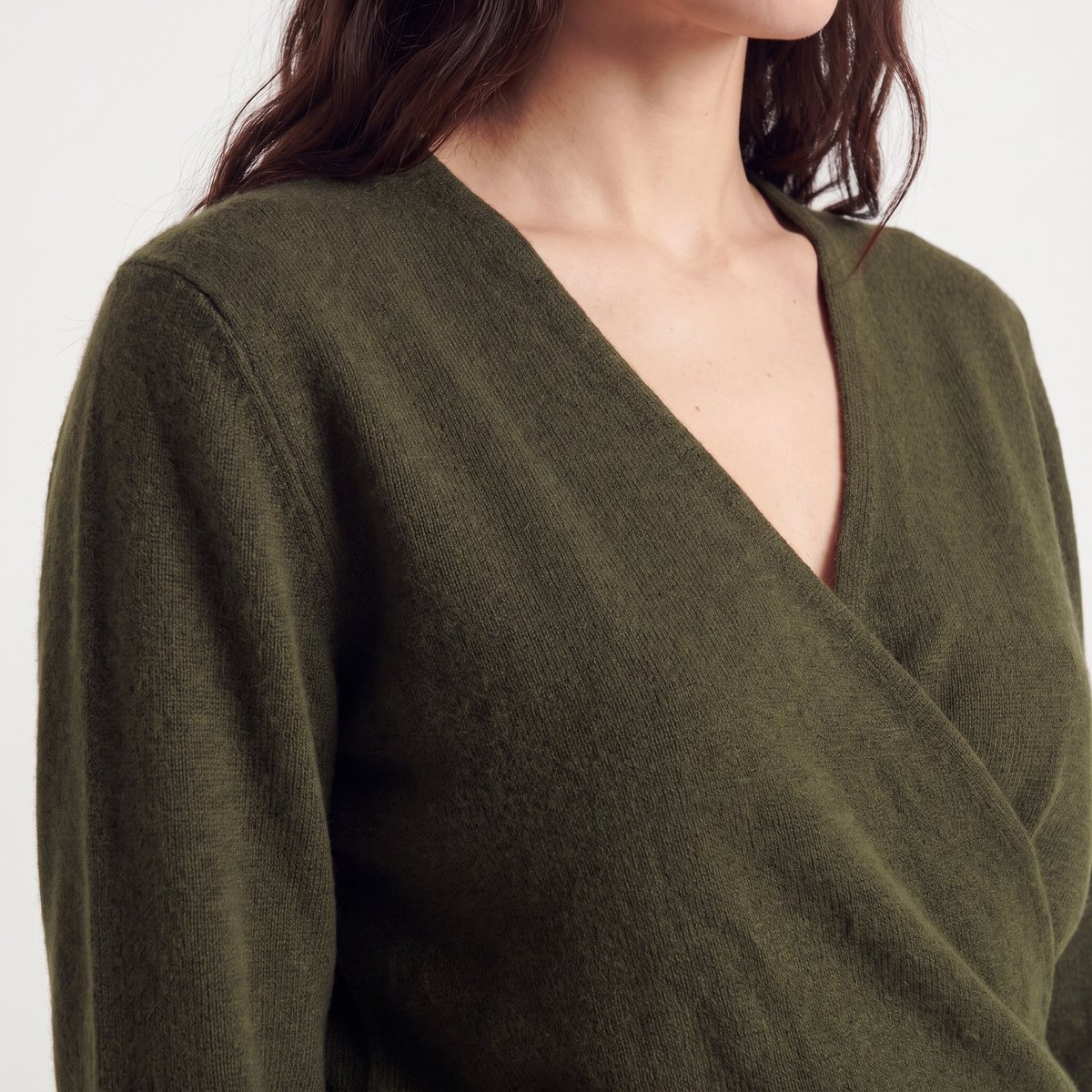 Pull cache-cœur col en V manches longues CIANA khaki, ARTLOVE