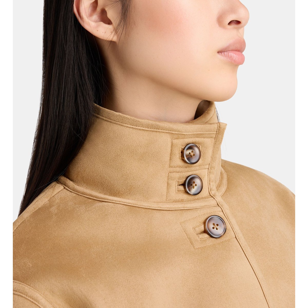 Veste droite oumra effet daim et sherpa camel et écru, JODHPUR