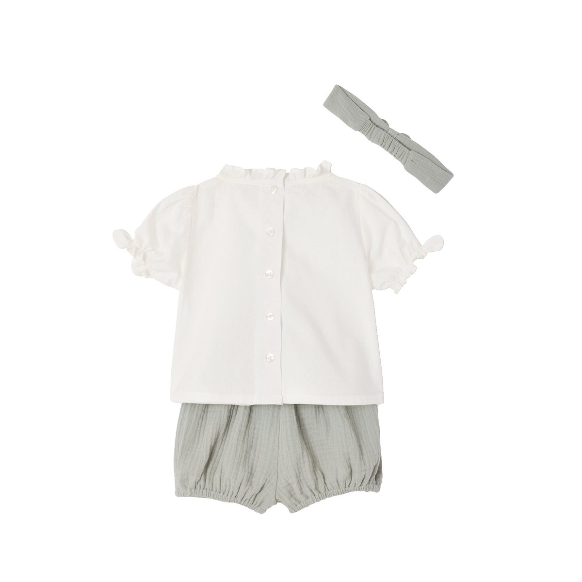 Ensemble 3 pièces bébé coton vert sauge, VERTBAUDET