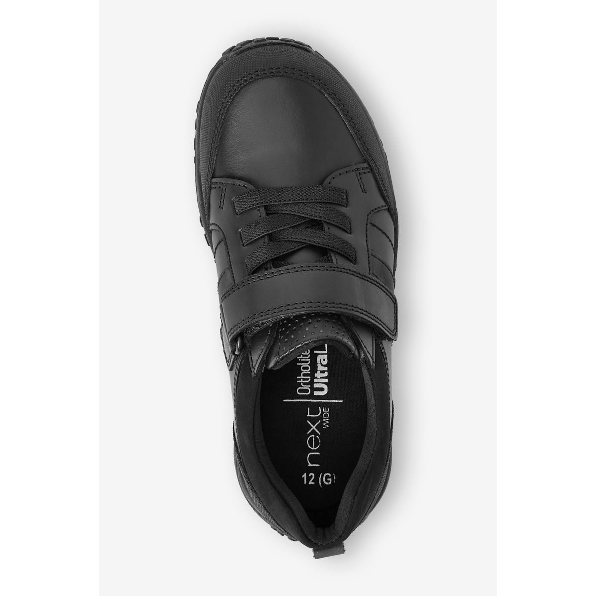 Chaussures d’école en cuir pointure large noir, NEXT