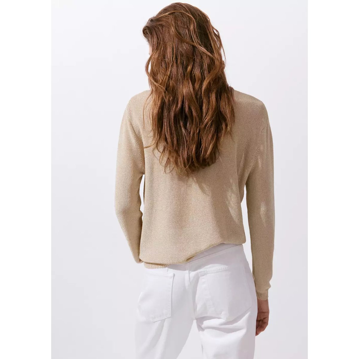 Pull-over maille fil textile or, MANGO