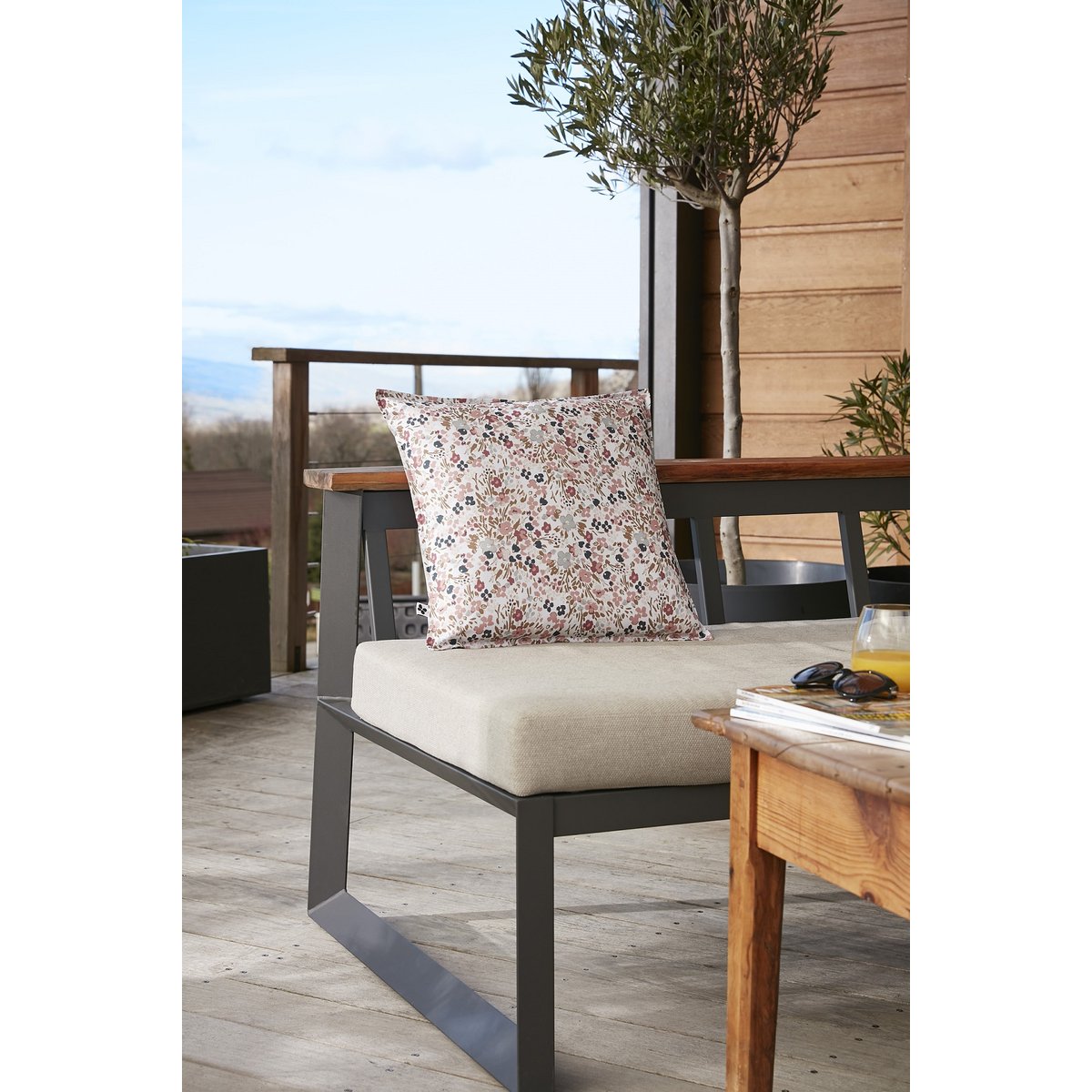 Housse de coussin exterieur deperlant Capucine beige, EDEN