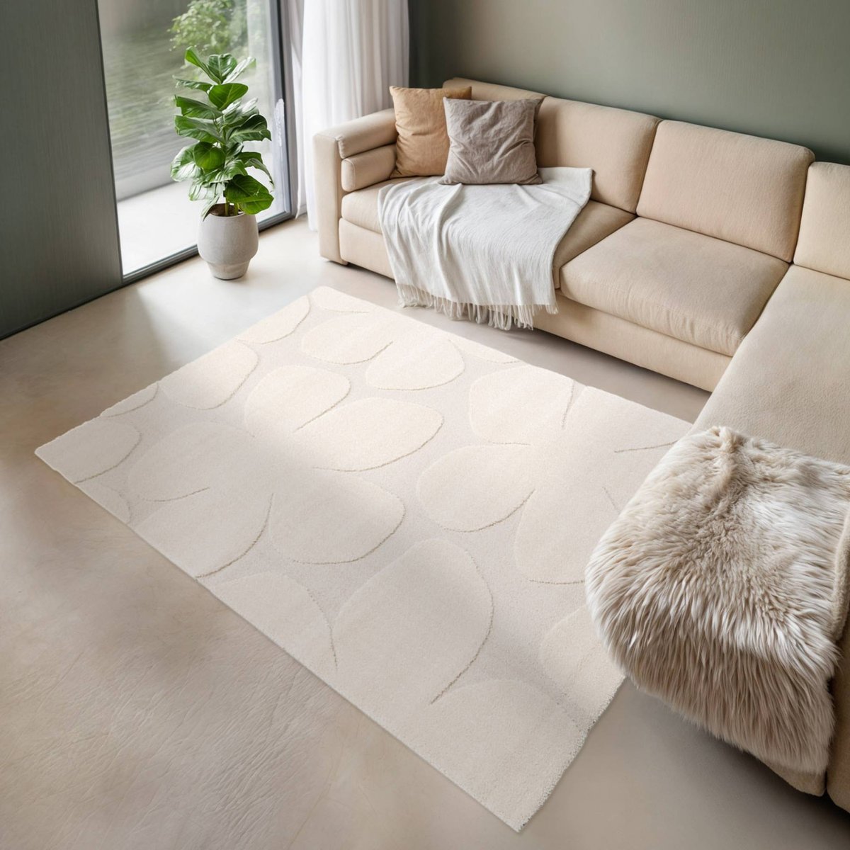 Tapis intérieur rectangulaire vintage BETTY crème, SWEEEK