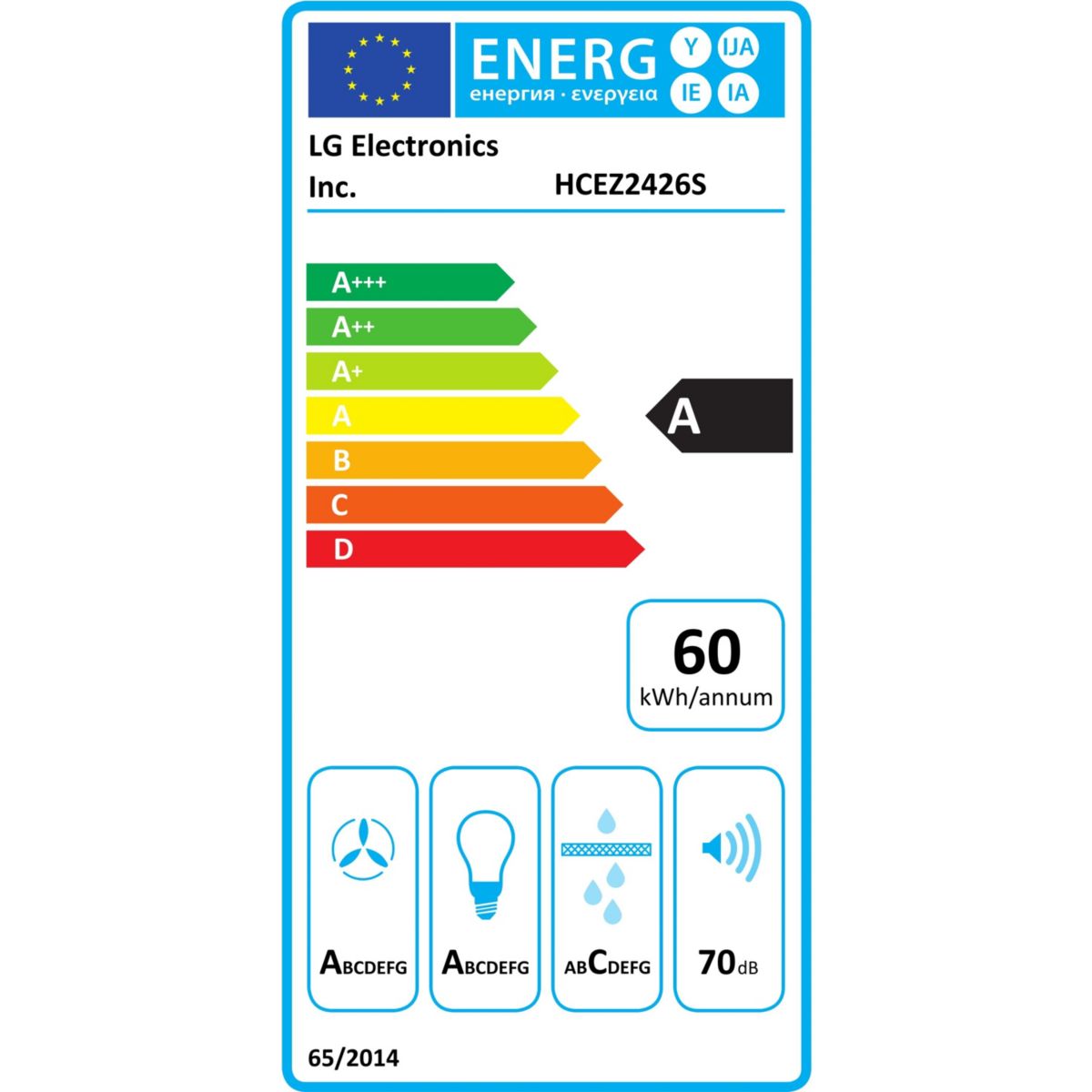 Hotte décorative murale HCEZ2426S ThinQ couleur unique, LG