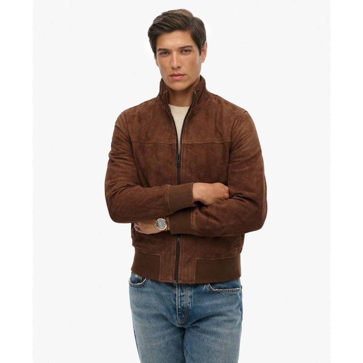 Veste en cuir Modern Sports marron, SUPERDRY