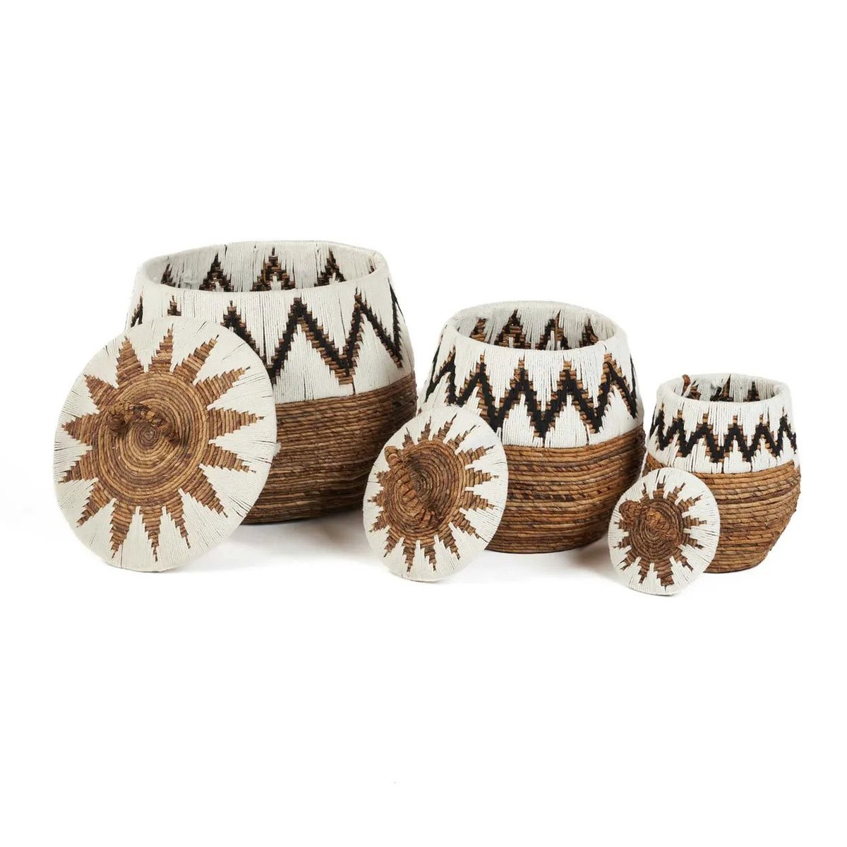 Panier en feuille de bananier LITTLE BAY blanc beige, BAZAR BIZAR