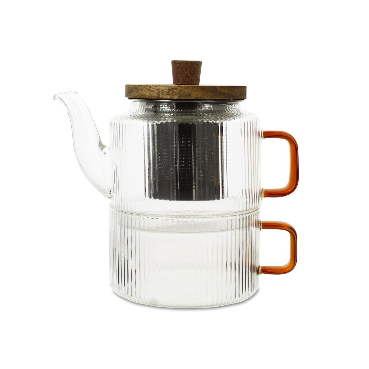 Théière 40cl avec une tasse en verre 25cl, KARL naturel-transparent, OGO LIVING