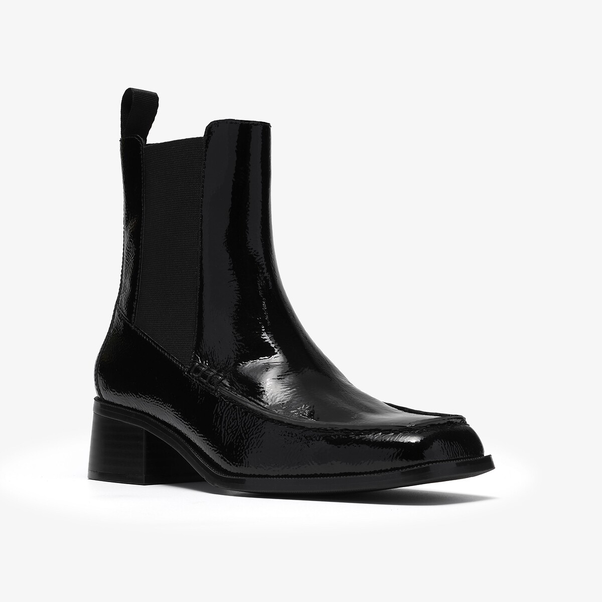 Bottines chelsea en cuir verni, petit talon, MOSELEY UP noir verni, CLARKS