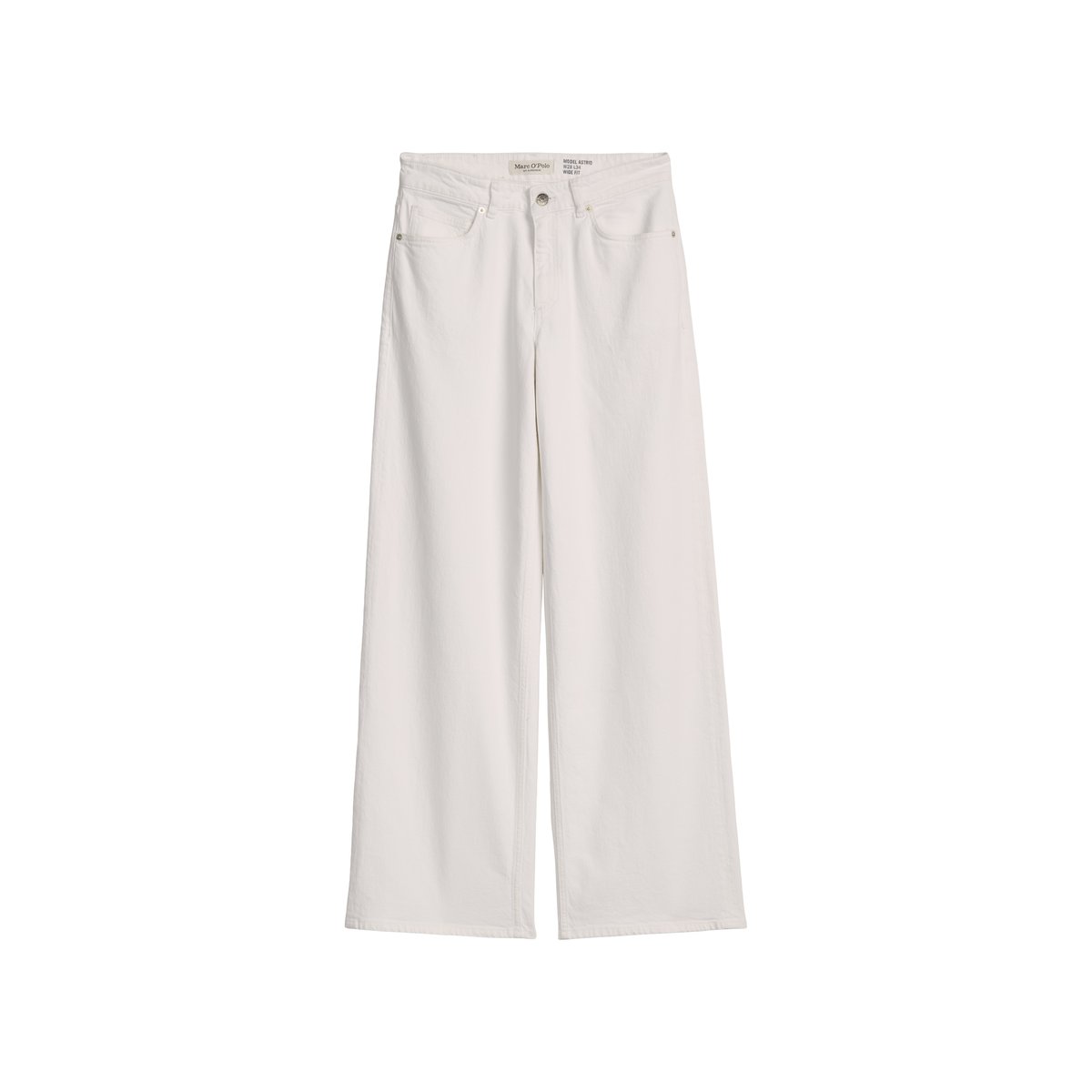 Jeans modèle Astrid large en coton organique blanc, MARC O'POLO