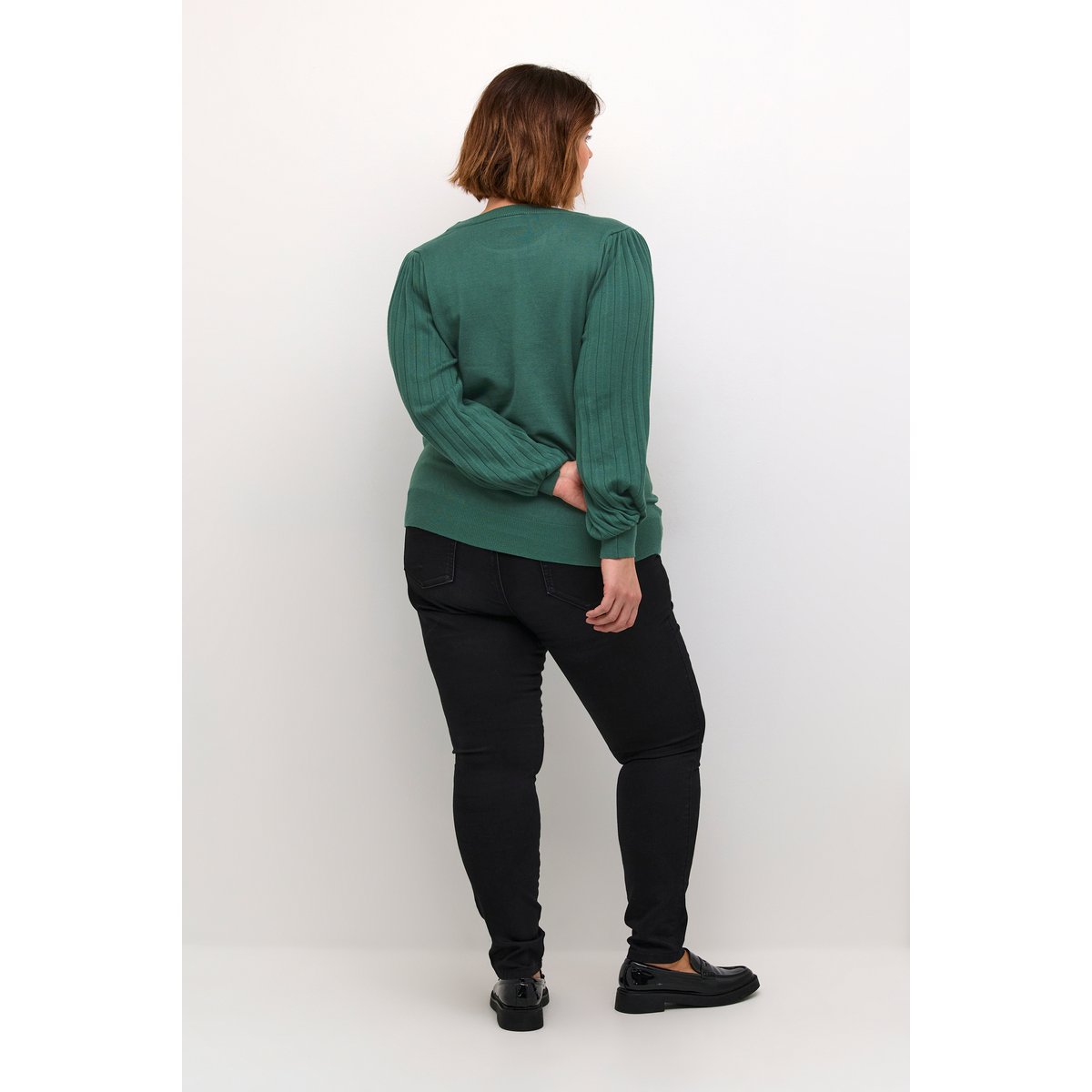 Pullover tricoté vert garden topiary, KAFFE CURVE