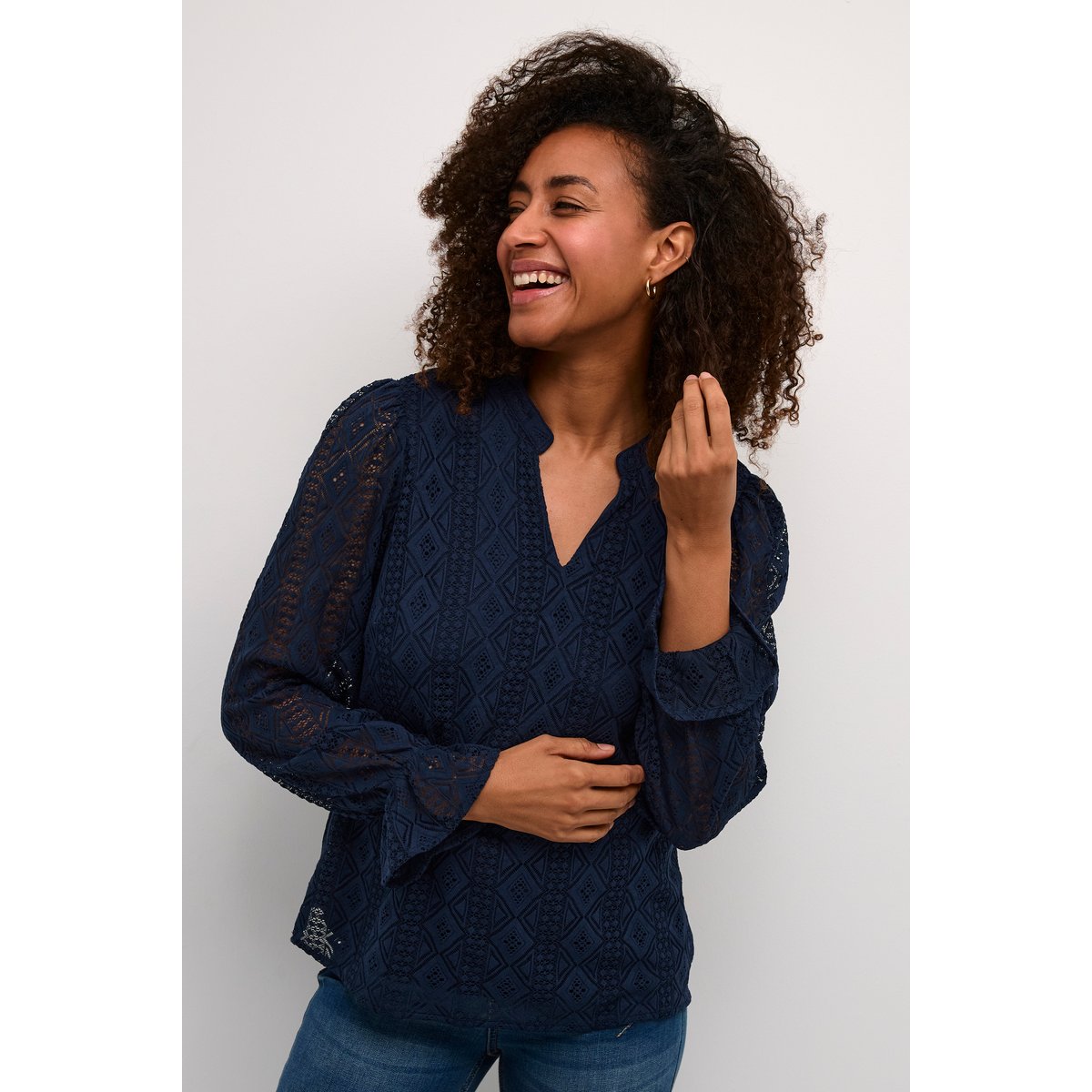 Blouse à manches longues bleu navy blazer, CREAM