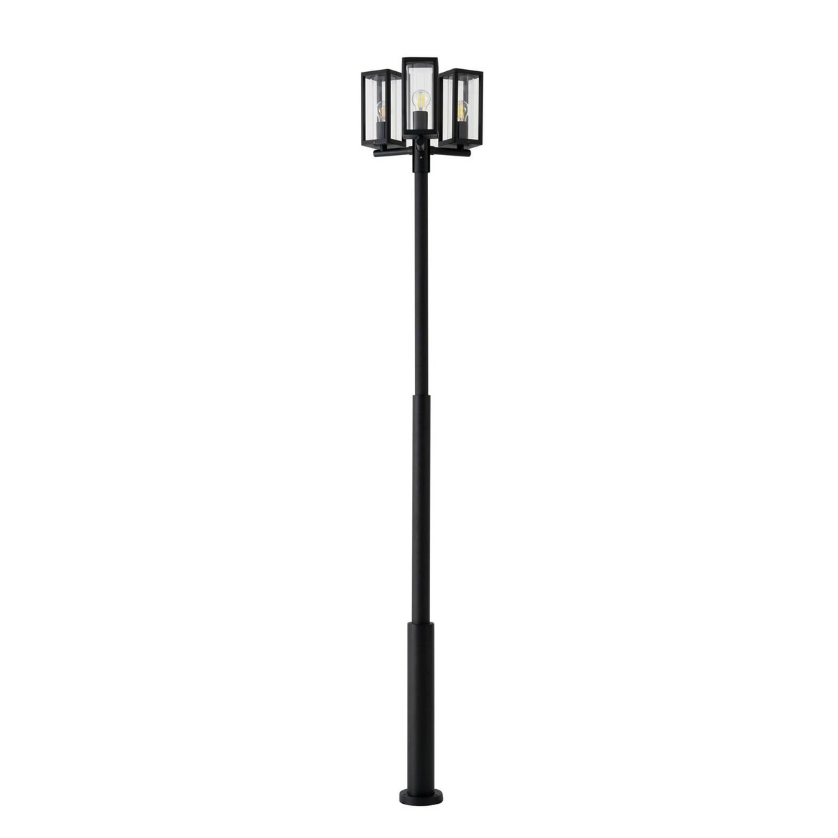 Lampadaire extérieur en aluminium, Siveta noir, transparent, LUCANDE