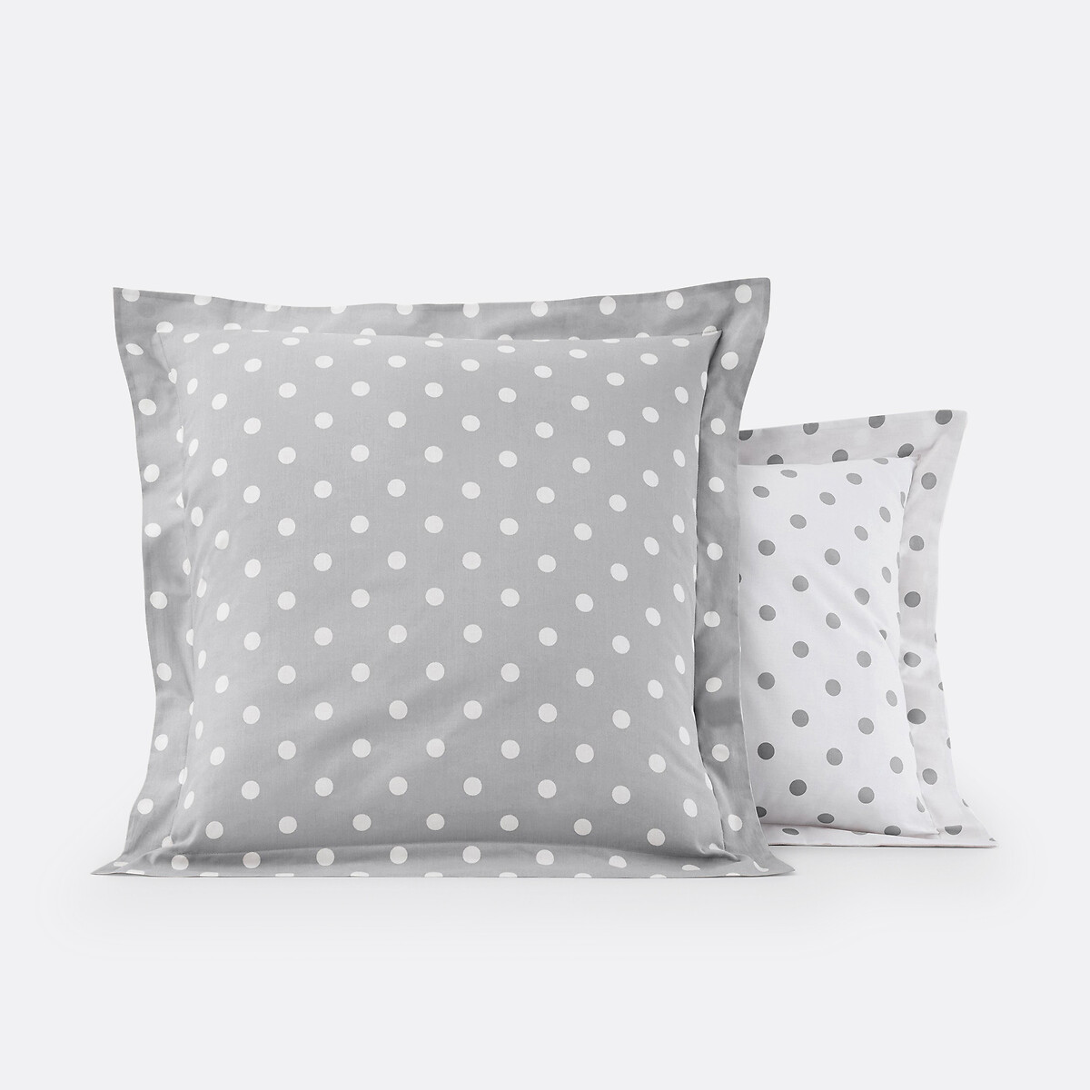 Funda de almohada 100% algodón con estampado de lunares, Clarisse gris/blanco, LA REDOUTE INTERIEURS
