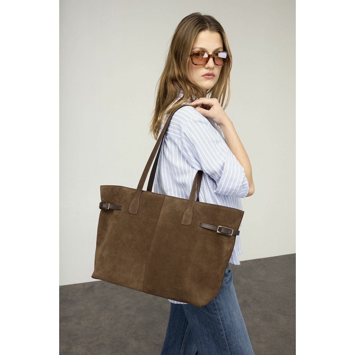 Tote bag in pelle, MARCEAU ebano, NAT & NIN