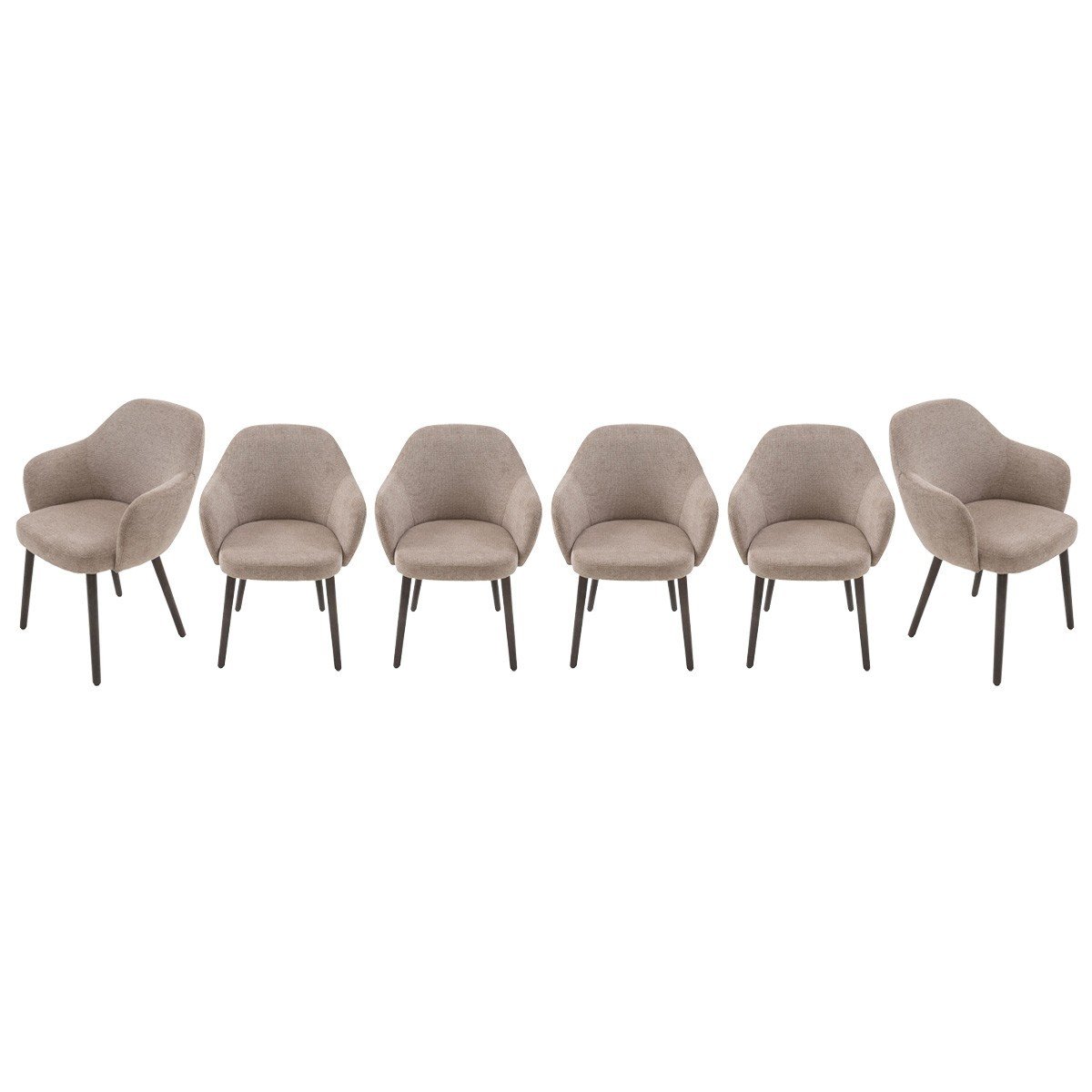 Lot de 6 fauteuils bridge en tissu L51 cm - ERNEST taupe, SIGNATURE