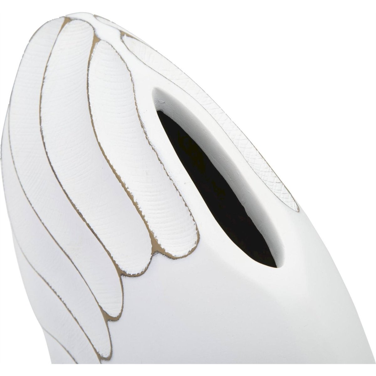 Vase rond à relief ondulé sculptural BOHO CHIC blanc patiné, RECOLLECTION