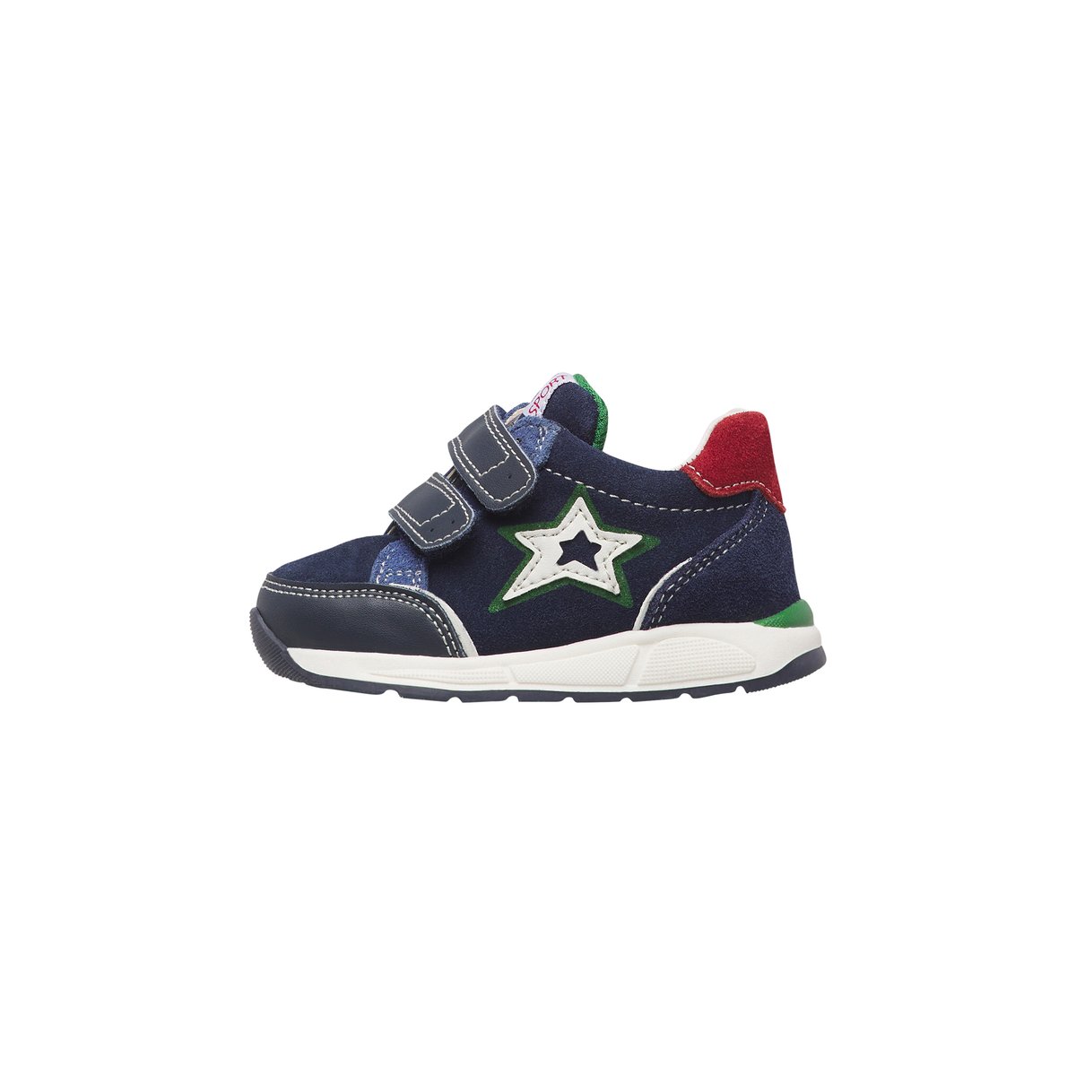 Baskets en cuir et suède NUPPI VL. bleu marine-rouge-, FALCOTTO