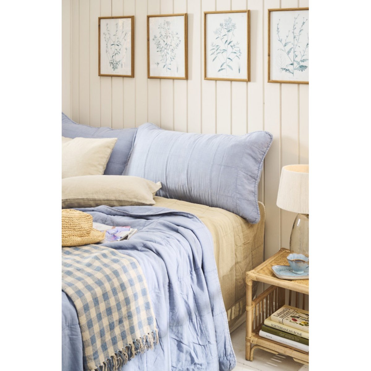 Housse de coussin tête de lit coton matelassé bleu clair, IB LAURSEN
